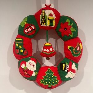Vintage Handmade Christmas Wreath Holiday Decoration Gift - See Back